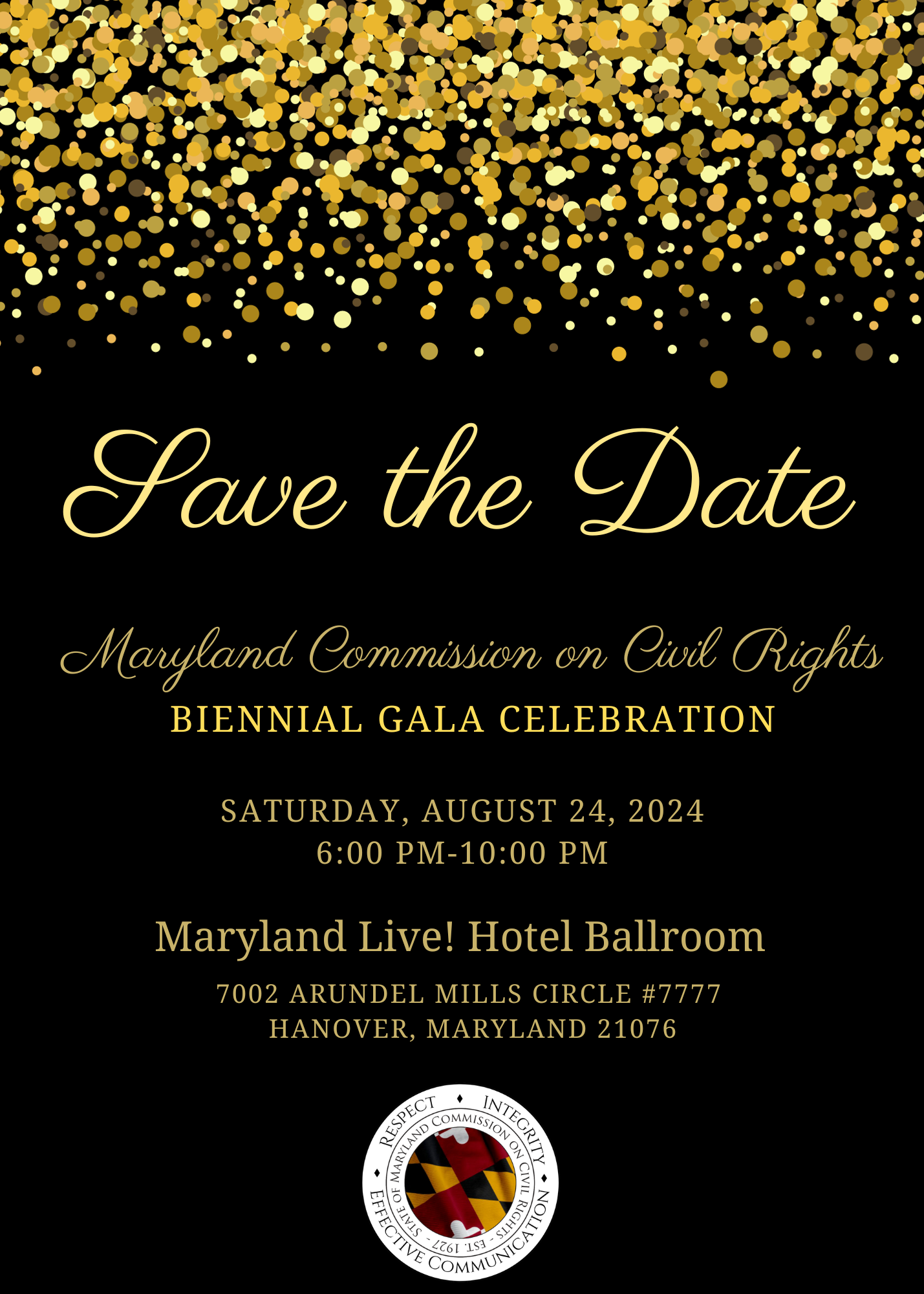 Mark Your Calendars -  MCCR's Biennial Civil Rights & Fair Housing Gala Celebration - August 24, 2024